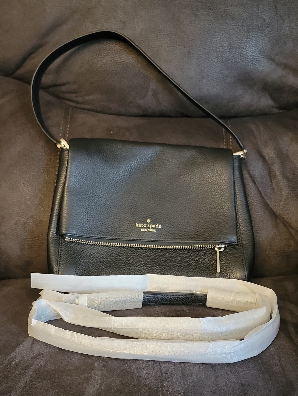 Kate Spade New York LEILA Pebbled Black Leather Shoulder Bag NWOT
